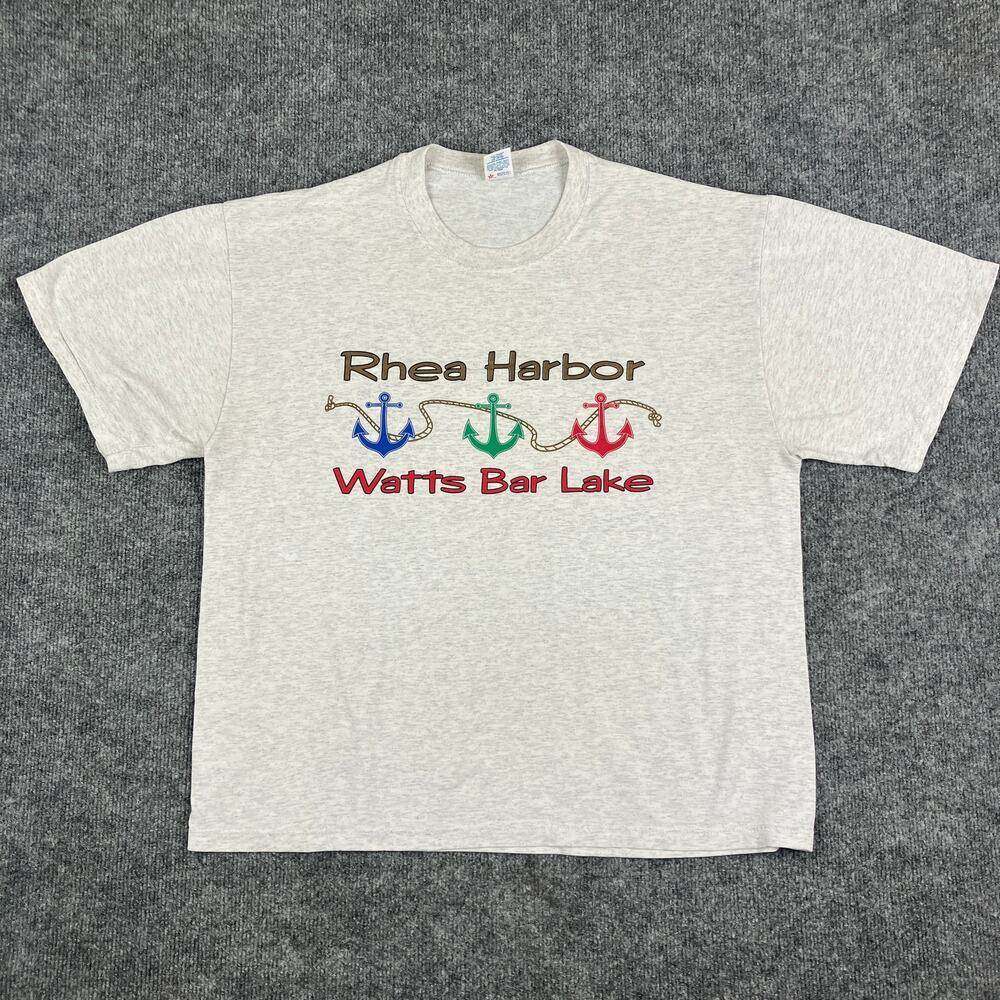 Soffe Shirts T-Shirt Mens‎ XL Grey Rhea Harbor Watts Bar Lake Graphic USA Made